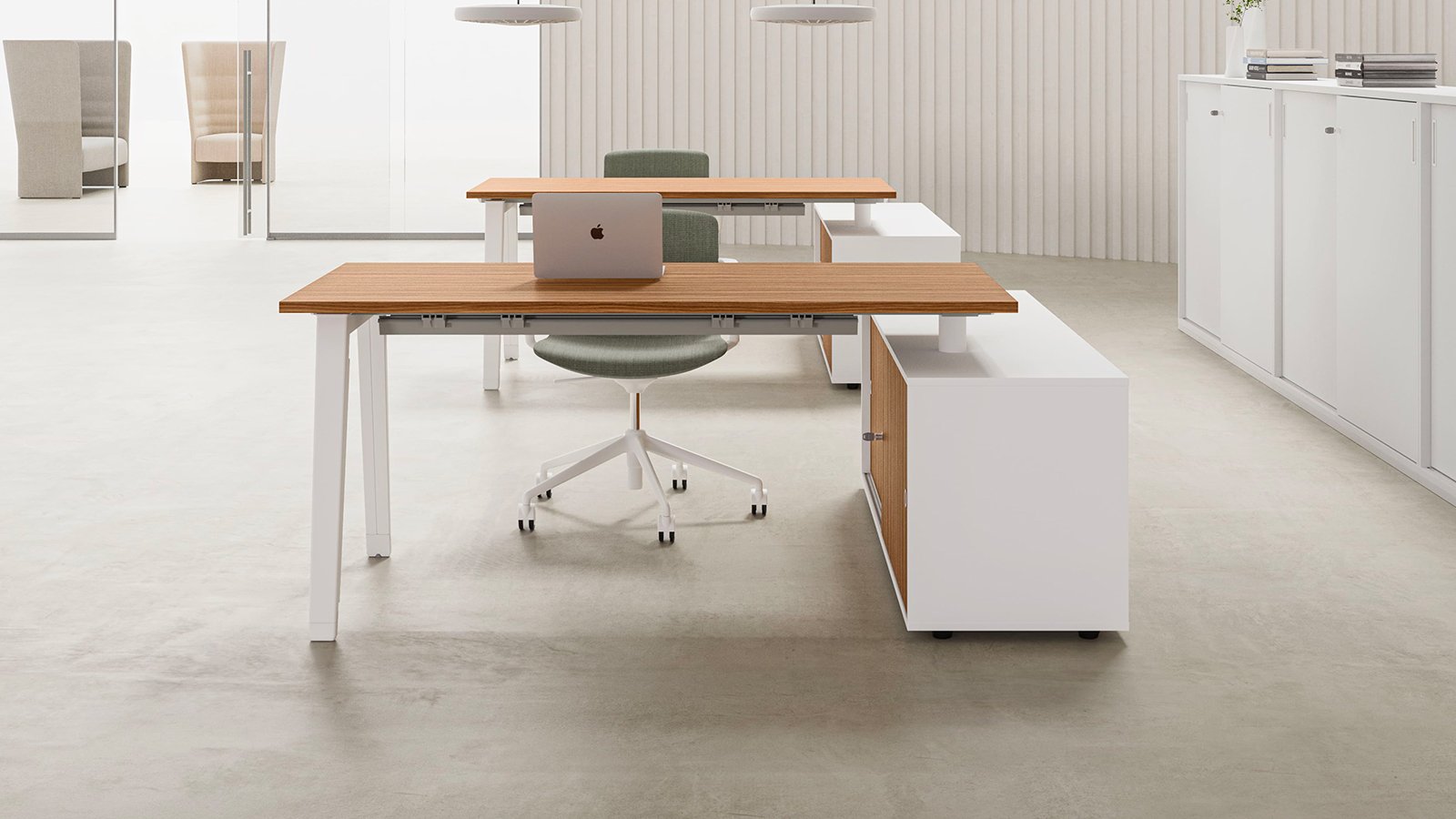 화이트 A형 다리의 E-Place 직원 책상, DVO Office