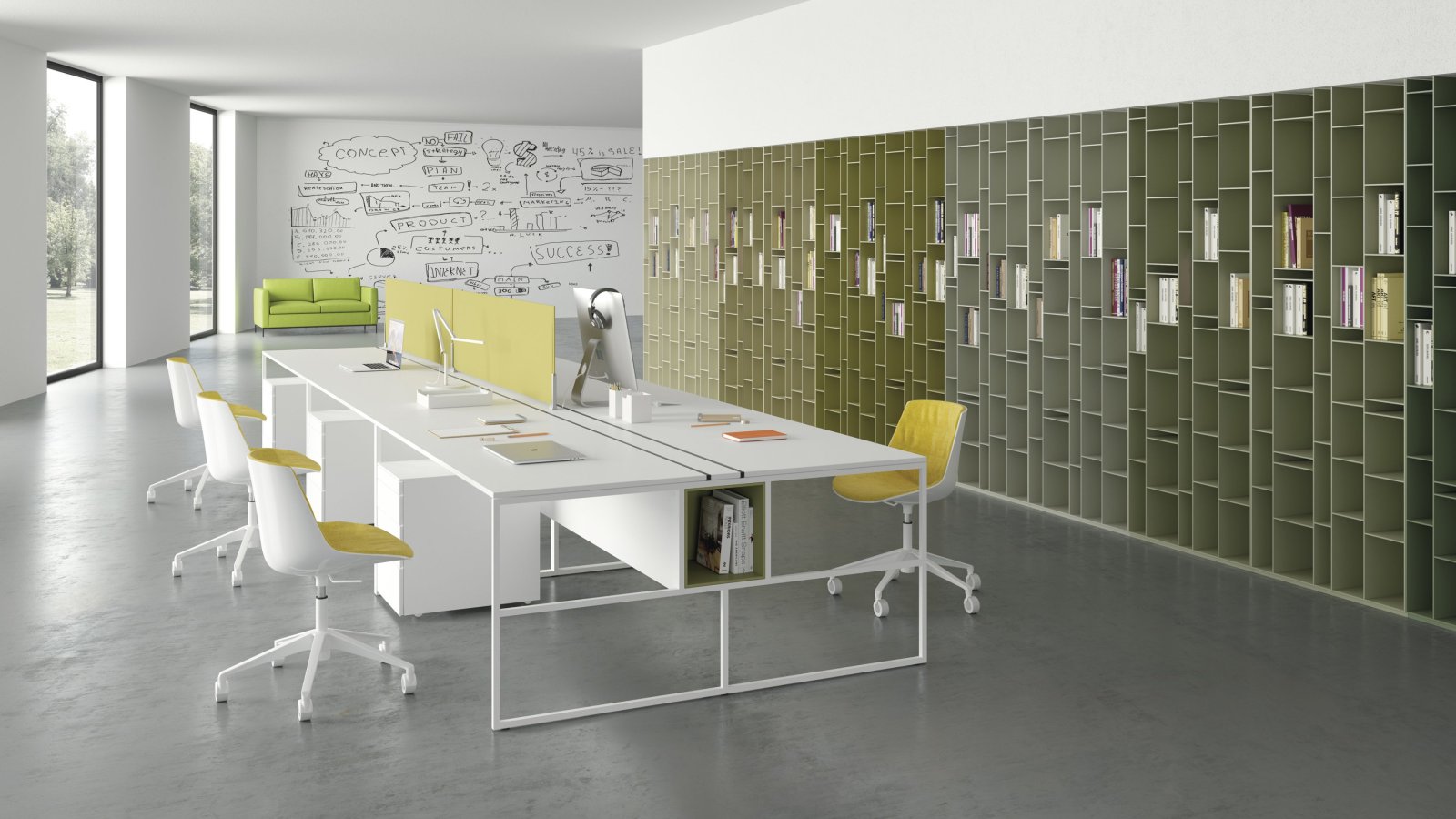20 × 20 mm 스틸 프레임의 MDF Italia 워크스테이션 20.Venti