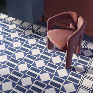 Mutina Margherita 손그림 패턴 타일 Square Blue