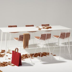 화이트 도장 스틸 로드의 Leaf 스태킹 체어(Arper)