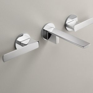 Cea Design의 Ayla 벽부형 투핸들 수전, 폴리시 스테인리스