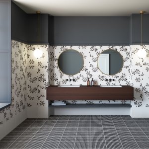 흑백 텍스처의 Mutina Chymia 포세린 바닥