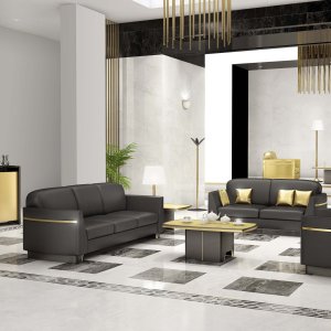 silicio 물푸레나무와 금색 가죽의 iSixty Luxury 임원용 책상