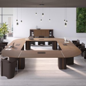 AlfaOmega 임원 책상 옆의 타공 가죽 Coupè 의자