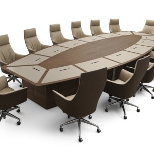 i4Mariani 회의 테이블 Corniche 불꽃 무늬 월넛