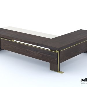 세로 홈 유리와 LED 조명을 갖춘 Della Rovere 책장