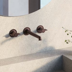 Fantini Flora 3홀 세면 수전, 날개 하나 핸들, Chrome