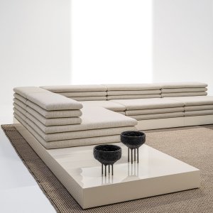 오른쪽 끝 모듈 Acamante, 폭 145 cm, 아이보리 베이스
