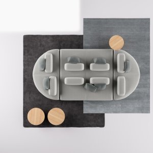 작은 자유 등받이를 올린 Node+ 좌면 모듈