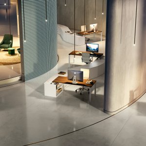 쿠션을 올린 Loft 서비스 수납장