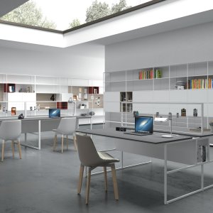 무광 Fenix 상판의 MDF Italia 20.Venti 1인 책상