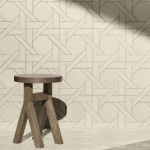 흰색 바렁 짜임 패턴의 Mutina Weaving 모자이크